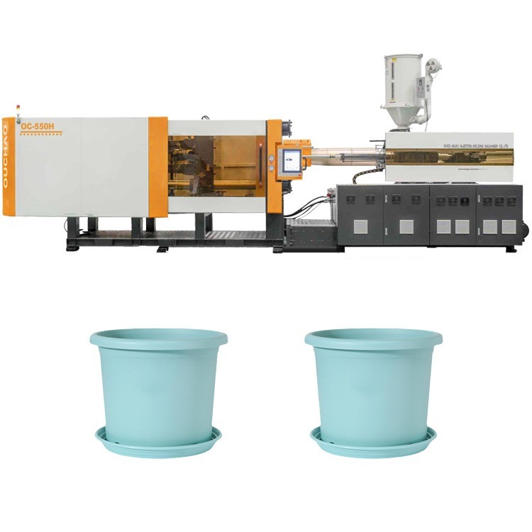 550T Injection Molding Machine With Center-Locking Structure For Manufacturing Fine Flower Pots.